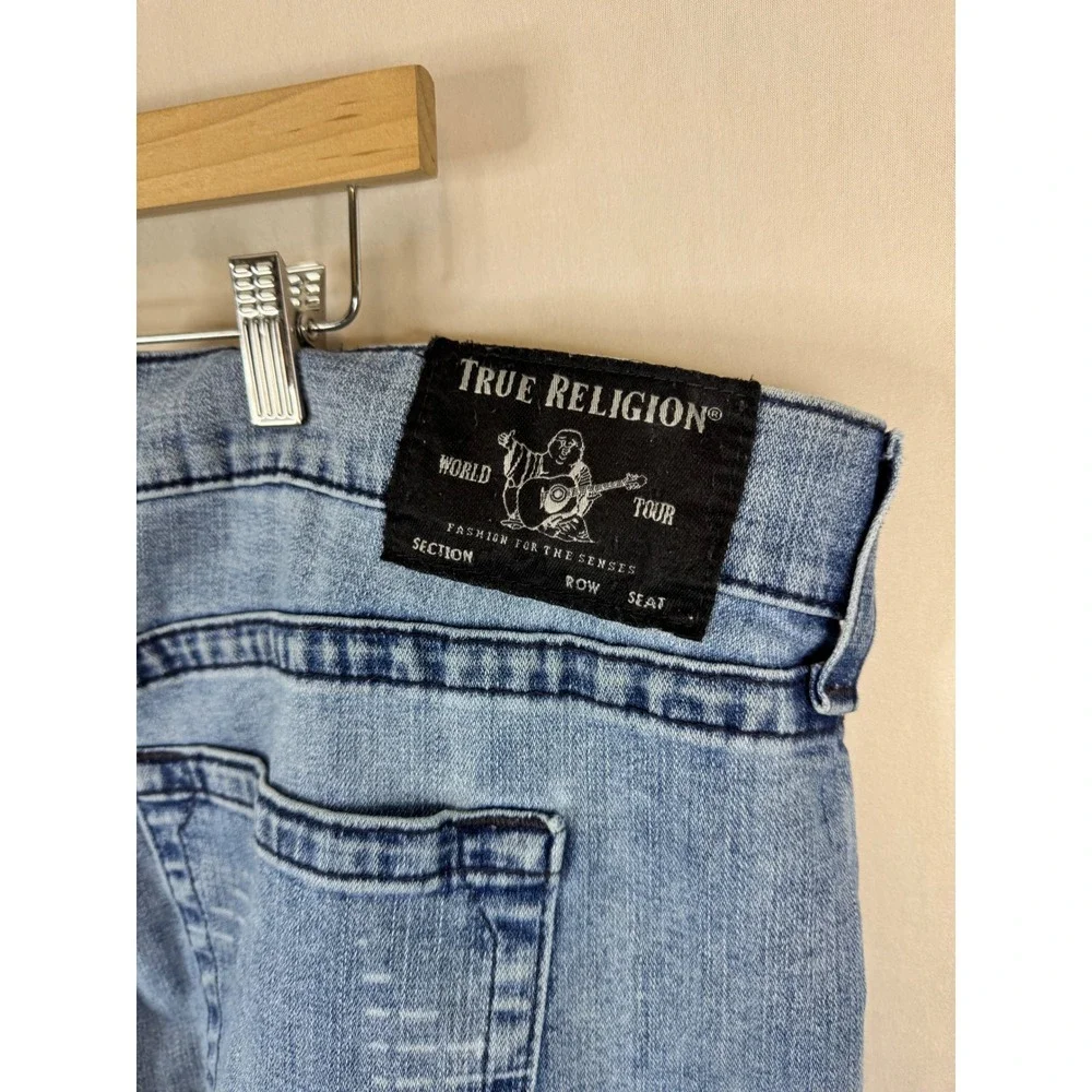 True Religion Rocco Relaxed Skinny Moto Jeans Light Wash‎ Blue Men 44X34
